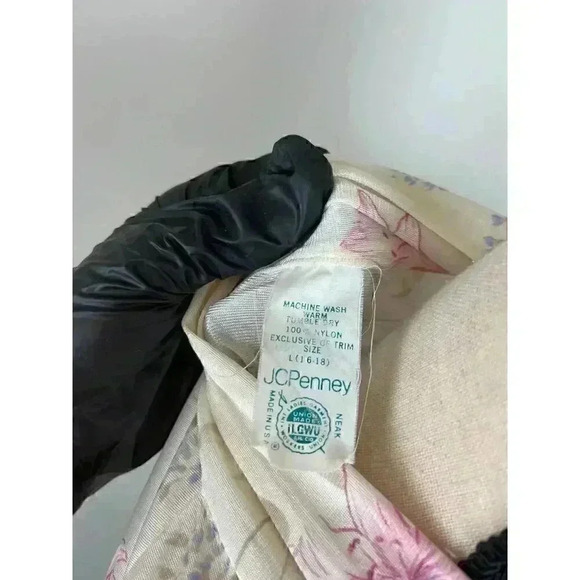 Vtg 70's 80's JCPenney Union Tag Cropped Robe Tie Floral Lace Coquette Women's L - Picture 8 of 9